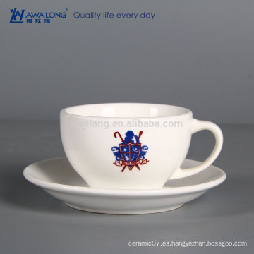 220ml Nombre Blanco Puro personalizó las tazas de café y los platillos antiguos fijaron, tazas turcas modernas del café
